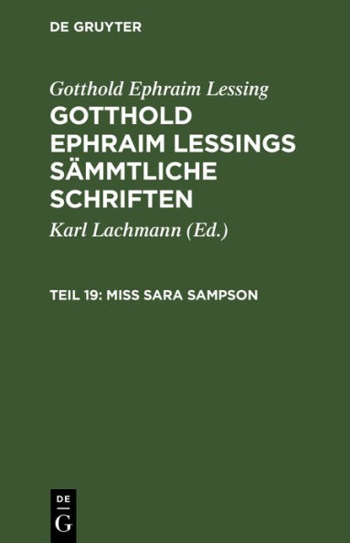 Miss Sara Sampson: Ein Trauerspiel in f nf Aufz gen