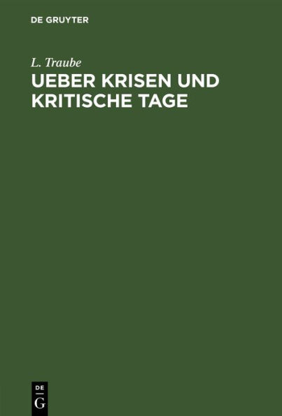 Ueber Krisen und kritische Tage