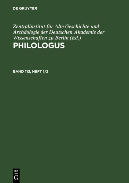 Philologus. Band 113, Heft 1/2