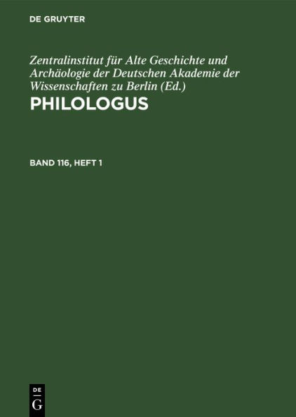 Philologus. Band 116, Heft 1