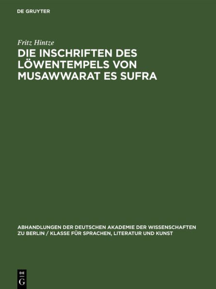 Die Inschriften des L wentempels von Musawwarat es Sufra