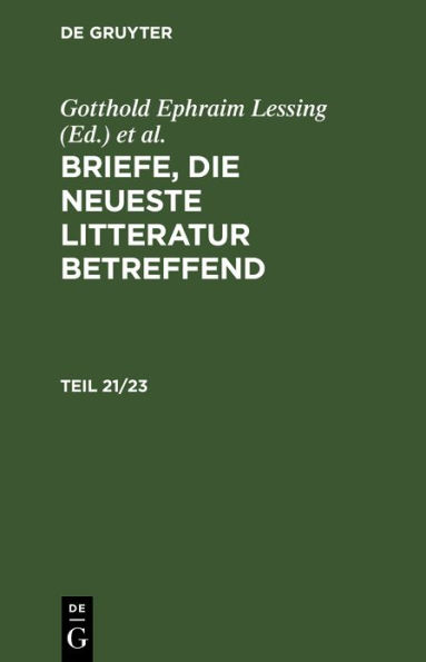 Briefe, die neueste Litteratur betreffend. Teil 21/23