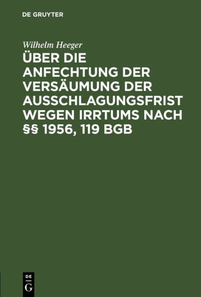 ber die Anfechtung der Vers umung der Ausschlagungsfrist wegen Irrtums ...