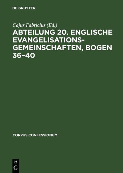 Abteilung 20. Englische Evangelisationsgemeinschaften