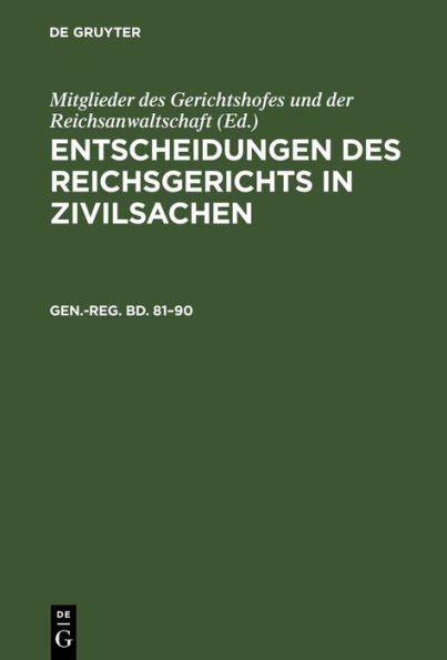 Generalregister zum Band 81-90