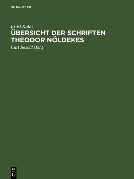 bersicht der Schriften Theodor N ldekes