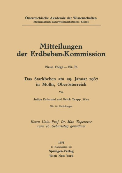 Das Starkbeben am 29. Januar 1967 in Molln, Oberï¿½sterreich