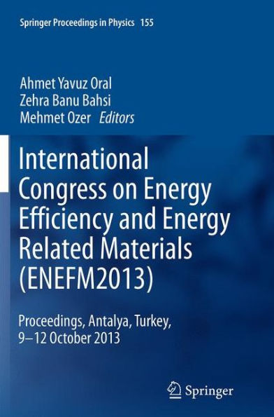 International Congress on Energy Efficiency and Related Materials (ENEFM2013): Proceedings, Antalya, Turkey, 9-12 October 2013