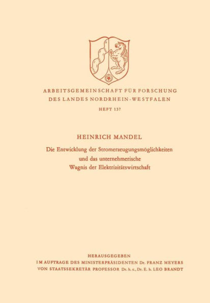 Die Entwicklung der Stromerzeugungsmöglichkeiten und das unternehmerische Wagnis der Elektrizitätswirtschaft