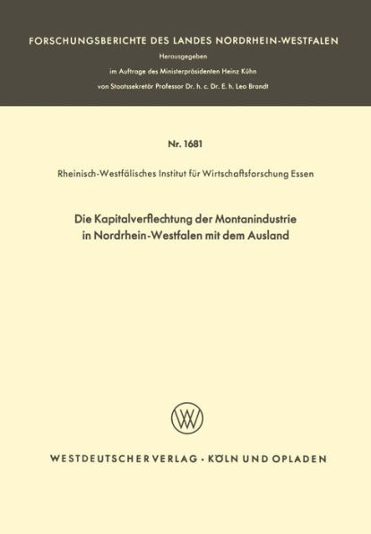 Die Kapitalverflechtung der Montanindustrie in Nordrhein-Westfalen mit dem Ausland