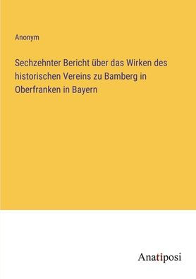 Sechzehnter Bericht ï¿½ber das Wirken des historischen Vereins zu Bamberg Oberfranken Bayern