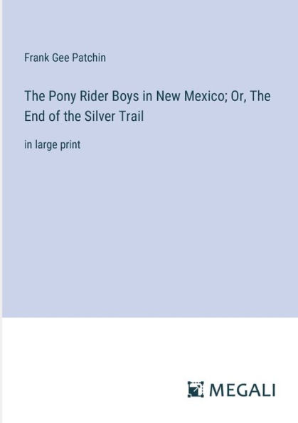 the Pony Rider Boys New Mexico; Or, End of Silver Trail: large print