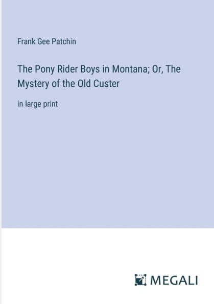 the Pony Rider Boys Montana; Or, Mystery of Old Custer: large print