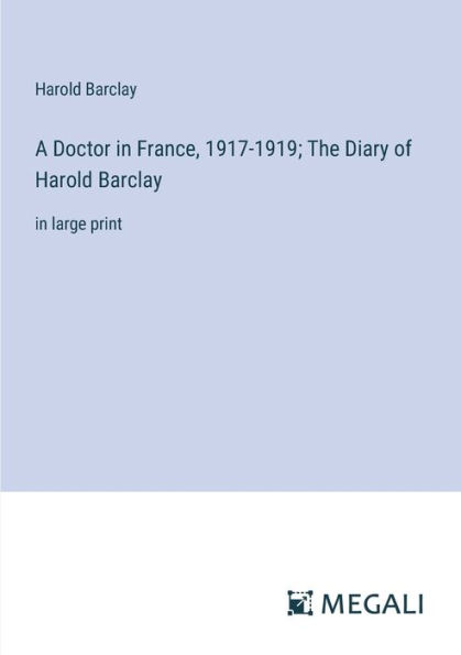 A Doctor France, 1917-1919; The Diary of Harold Barclay: large print