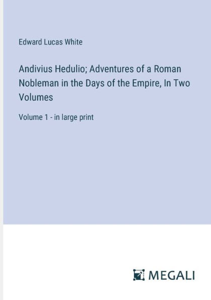 Andivius Hedulio; Adventures of a Roman Nobleman the Days Empire, Two Volumes: Volume 1 - large print