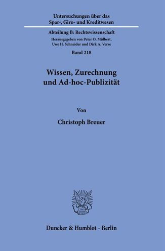 Wissen, Zurechnung und Ad-hoc-Publizitat