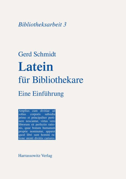 Latein fur Bibliothekare: Eine Einfuhrung