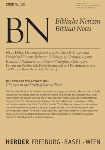 Changes in the Study of Sacred Texts: Biblische Notizen Band 186