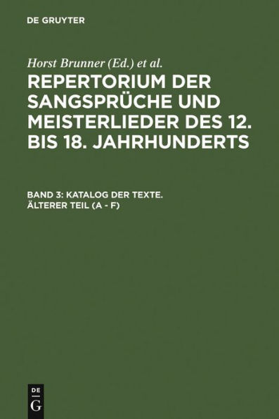 Katalog der Texte. Älterer Teil (A - F)