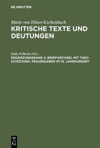 Briefwechsel mit Theo Sch cking. Frauenleben im 19. Jahrhundert