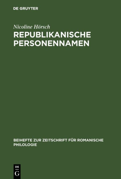 Republikanische Personennamen: Eine anthroponymische Studie zur Französischen Revolution