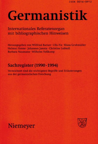 Germanistik, Sachregister (1990-1994): Verzeichnet sind die wichtigsten Begriffe und Erläuterungen aus der germanistischen Forschung