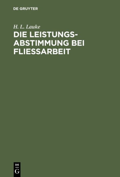 Die Leistungsabstimmung bei Flieï¿½arbeit