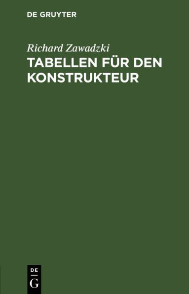 Tabellen f r den Konstrukteur / Edition 1