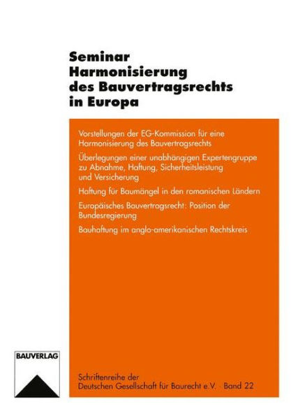 Seminar Harmonisierung des Bauvertragsrechts in Europa