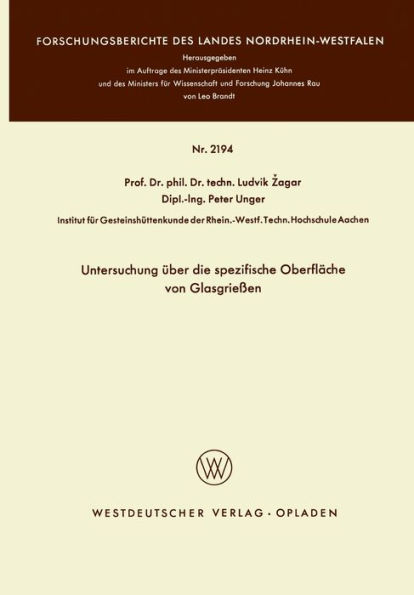 Untersuchung ï¿½ber die spezifische Oberflï¿½che von Glasgrieï¿½en