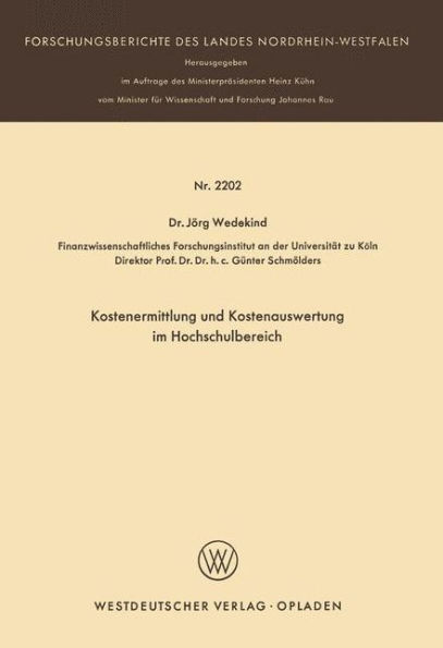 Kostenermittlung und Kostenauswertung im Hochschulbereich