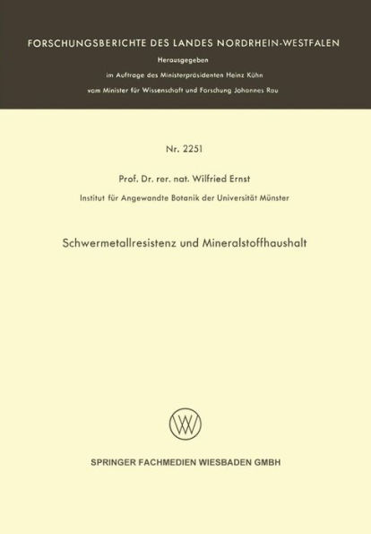 Schwermetallresistenz und Mineralstoffhaushalt
