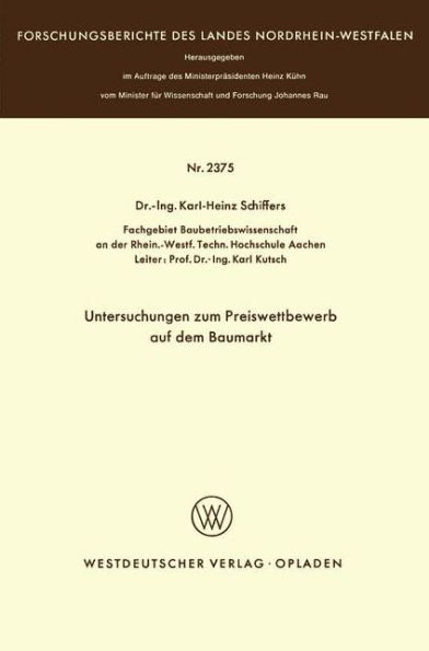 Untersuchungen zum Preiswettbewerb auf dem Baumarkt