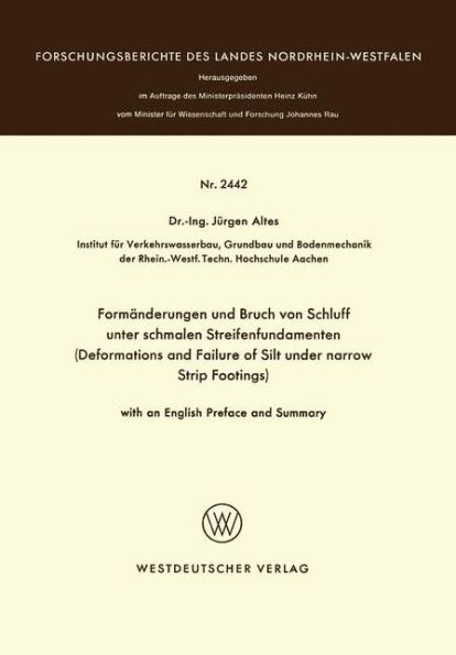 Formänderungen und Bruch von Schluff unter schmalen Streifenfundamenten: Deformations and Failure of Silt under narrow Strip Footings