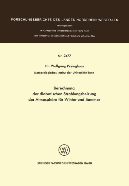 Berechnung der diabatischen Strahlungsheizung der Atmosphäre für Winter und Sommer