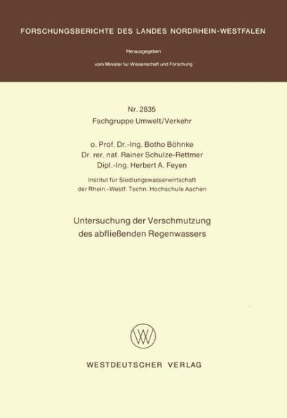 Untersuchung der Verschmutzung des abfließenden Regenwassers