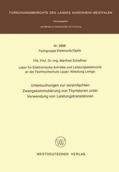 Untersuchungen zur vereinfachten Zwangskommutierung von Thyristoren unter Verwendung von Leistungstransistoren