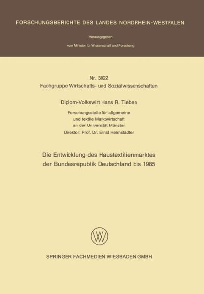 Die Entwicklung des Haustextilienmarktes der Bundesrepublik Deutschland bis 1985