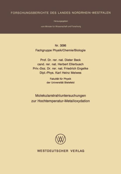 Molekularstrahluntersuchungen zur Hochtemperatur- Metalloxydation