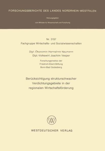 Berücksichtigung strukturschwacher Verdichtungsgebiete in der regionalen Wirtschaftsförderung