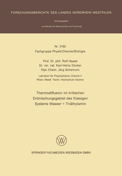 Thermodiffusion im kritischen Entmischungsgebiet des flüssigen Systems Wasser + Triäthylamin