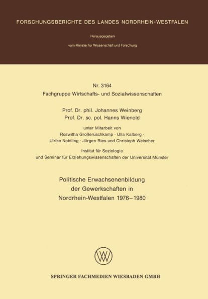 Politische Erwachsenenbildung der Gewerkschaften in Nordrhein-Westfalen 1976 - 1980