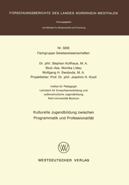 Kulturelle Jugendbildung zwischen Programmatik und Professionalität