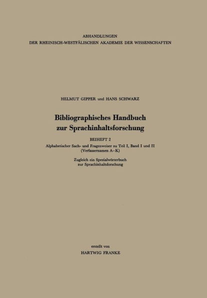 Bibliographisches Handbuch zur Sprachinhaltsforschung