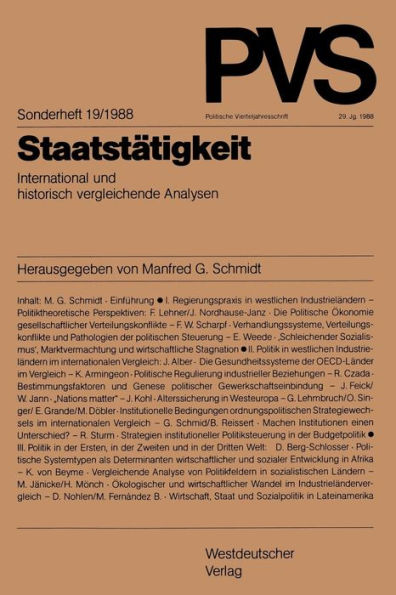 Staatstätigkeit: International und historisch vergleichende Analysen