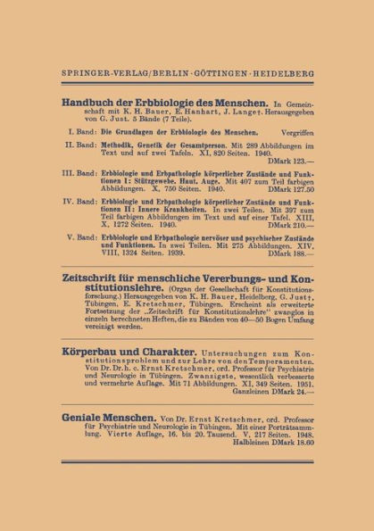 Vier Vorträge: Die Stellung des Menschen im Reiche des Lebendigen. Über die Beurteilung Geistiger Leistung. Gegenwartsprobleme der Anthropologie. Alte und Neue Sozialanthropologie