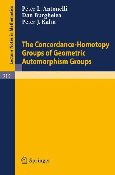 The Concordance-Homotopy Groups of Geometric Automorphism Groups / Edition 1