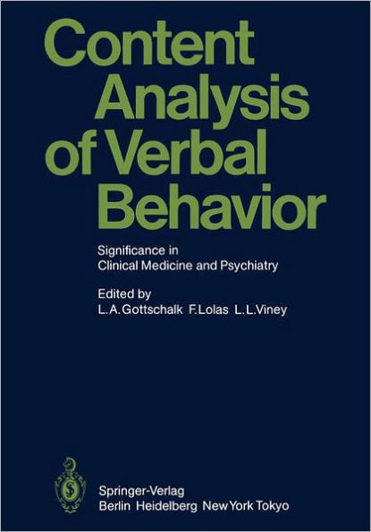 Content Analysis of Verbal Behavior: Significance in Clinical Medicine and Psychiatry