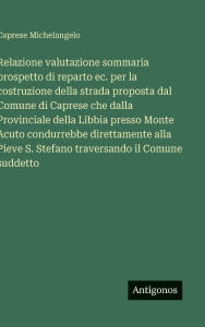 Title: Relazione valutazione sommaria prospetto di reparto ec. per la costruzione della strada proposta dal Comune di Caprese che dalla Provinciale della Libbia presso Monte Acuto condurrebbe direttamente alla Pieve S. Stefano traversando il Comune suddetto, Author: Caprese Michelangelo