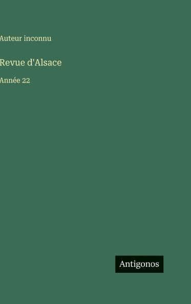 Revue d'Alsace: Ann�e 22